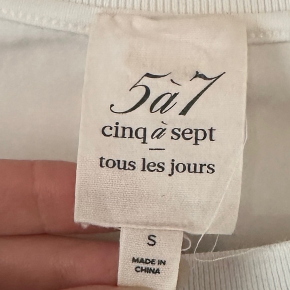 Cinq A Sept Women's White Green Carlie Tie Puff Sleeve Top Size S - Picture 5 of 8